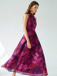 Aveloria Modichic Váy voan không tay in hoa màu hồng cánh sen thanh lịch cho kỳ nghỉ dành cho nữ - Nhiều màu - Xem 1