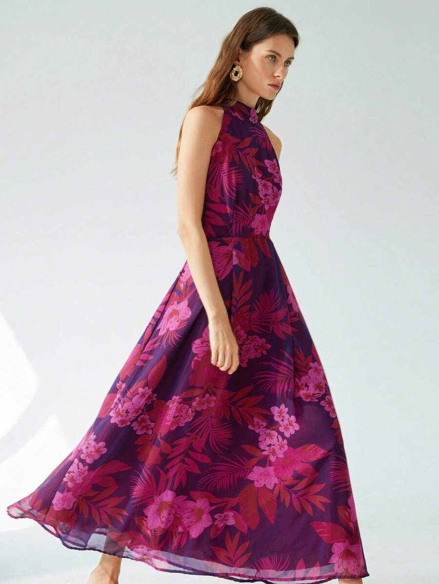 Aveloria Modichic Váy voan không tay in hoa màu hồng cánh sen thanh lịch cho kỳ nghỉ dành cho nữ - Nhiều màu - Xem 1