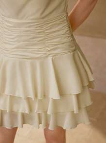 MOTF STUDIO 褶饰连衣裙 - 杏色 - 查看 2