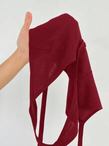 SHEIN PETITE Ladies Solid Color Sleeveless Backless Neck-Hanging Summer Top ,Petite Women - Burgundy - View 9