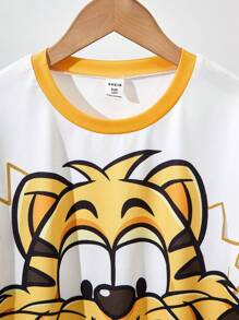 2pcs Kids Boys Cute Cartoon Animal Graphic Short Sleeve T-Shirt And Shorts Set - Multicolor - View 5
