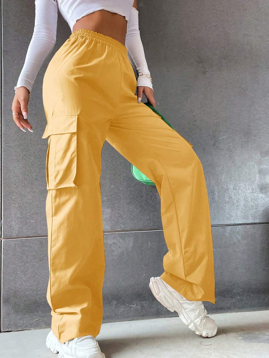 SHEIN Unity 休闲纯色直筒工装裤