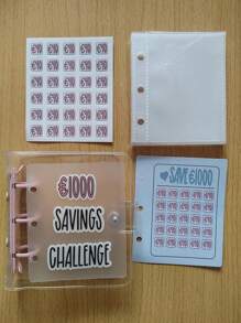 1pc Mini Save Money Challenge 25-Page Mini Pocket Portable Save Money Challenge Binder - Multicolor - View 8