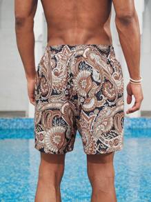 Manfinity Men's Plant Print Drawstring Waist Beach Shorts - Multicolor - View 2