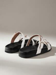 Solecia Women's Fashion Open Toe Tie Up Casual Flat Sandals, Comfortable, Brown, Suitable For Spring And Summer Holiday - White - View 4