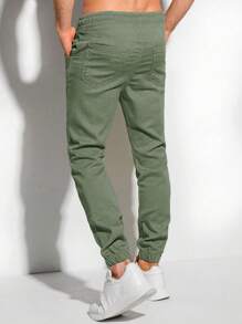 Manfinity Homme Men's Simple Solid Color Casual Pants, Summer Men Clothes Men Pants Casual Men Pants - Army Green - View 2