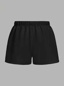 Comfortcana Plus Size 3pcs Solid Color Simple Fashionable Shorts Set, Suitable For Summer - Multicolor - View 10