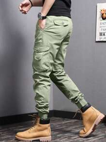 Manfinity Homme Men's Solid Color Pocket Simple Fashion Pants, Suitable For Summer , Cargo Pants Men Jeans, Men Clothes Pants, Men Fashion Pants