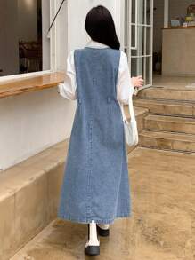 DAZY 女士牛仔背带裙，无袖，秋季服装