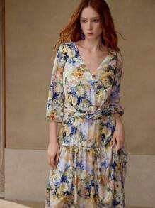 MOTF PREMIUM ROCHIE CU VOLANE CU IMPRIMIRE FLORALĂ - Multicolor - Vizualizare 3