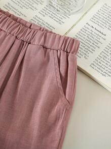Young Girl Summer Casual Color Block Tank Top And Pants 2 Pieces Set - Pink - View 7