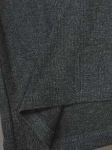 INAWLY Women's Casual Solid Color Front Zip Short Sleeve T-Shirt - Dark Grey - View 3