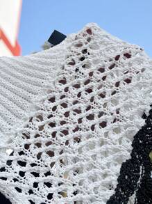 Chiquease Women's Contrast Color Hollow Out Bowknot Back Cutout Knit Sweater