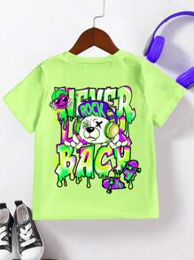 SHEIN Tween Boy Casual Fashion Round Neck Knit Printed T-Shirt