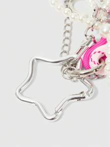 ROMWE Fairycore Handbag Charm Faux Pearl Bow Decor, Minimalist & Fashionable - Multicolor - View 4