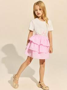 SHEIN Young Girls & Elegant Knitted Round Neck Set, Spring/Summer - Multicolor - View 7