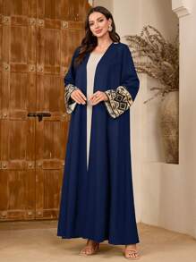 Al Najma 女式袖子拼接几何印花传统端庄优雅阿拉伯长袍，Abaya