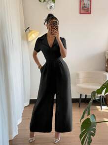Rafferiza 休闲修身系带卡其色女式连体裤，黑色 - 黑色 - 查看 3