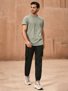 Manfinity NXTstreet Men T-Shirts Fit Crew Neck Slogan Tee Casual Simple Summer - Mint Green - View 7