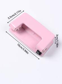 1pc Macaron Color Metal Hole Punch Tool, Multi-Functional Stationery For Office & Students, Color Options Available,Back To School,School Supplies - Pink - View 2
