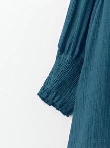 Linhara Koszula w stylu boho w dużym rozmiarze, z 3/4 rękawami i lnianym wyglądem, zapinana na guziki