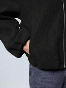 LYSMO Women's Solid Color Casual Jacket, Versatile For Autumn/Winter - Black - View 6