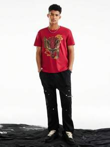 HOUSE OF THE DRAGON X SHEIN Camiseta de manga corta para hombre con estampado de letra y gráfico