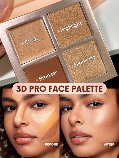 SHEGLAM Paleta Facial 3D Pro-Dune Paleta De Rubor De Contorno De 4 Colores Bronceador Brillante A Prueba De Sudor De Alta PigmentacióN De Larga DuracióN Contorno De Contorno Contorno Mate Natural Regalos De Invierno De Navidad Y Contorno Y Bronceador Marca Belleza Maquillaje CosméTico Para Mujeres NiñAs Perfecto Para OtoñO Invierno Ideal Para Y2K Elegante Moda Adecuado Para CumpleañOs Navidad Presente Fiesta Listo Mejor Color