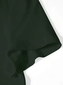 SHEIN LUNE 女士休闲骷髅和猫咪图案印花短袖 T 恤，舒适百搭，适合日常穿着 - 軍綠色 - 查看 3