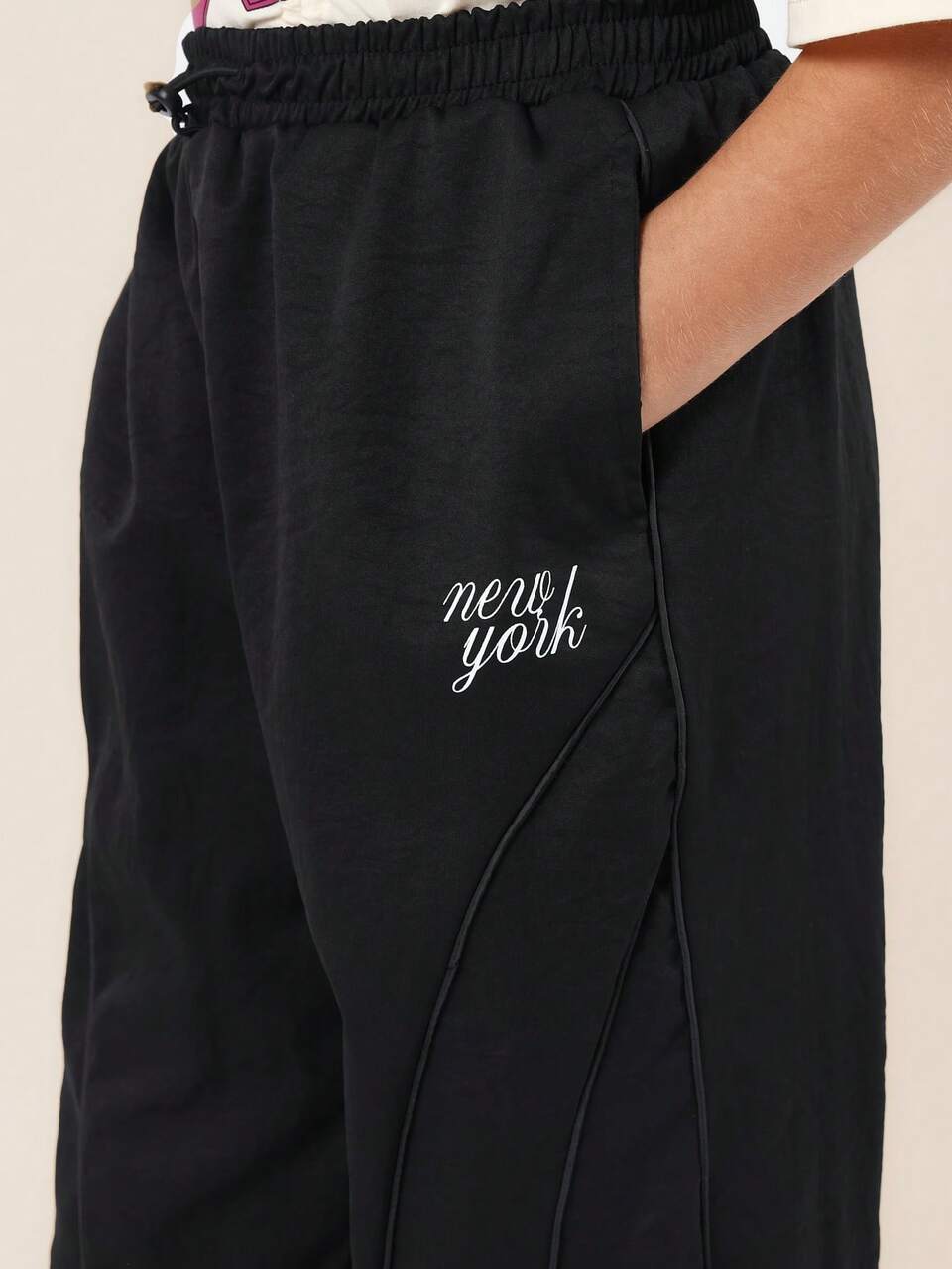 Parachute Cargo Pants With Contrasting Piping
