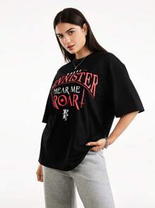 Game of Thrones X SHEIN Men's Letter Graphic Round Neck Short Sleeve T-Shirt - Multicolor - View 5