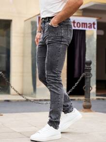 RivetRise Men's Slim Fit Black Denim Jeans, Minimalist & Fashionable, Suitable For Summer