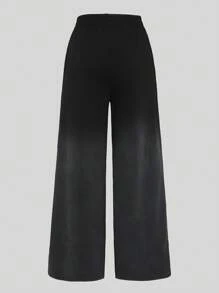 SHEIN Tween Boy 纯色休闲裤，简约时尚，适合夏季 - 黑色 - 查看 2