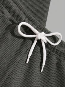 RueChic Men Waffle Fabric Patched Regular T-Shirt Set - Army Green - View 5