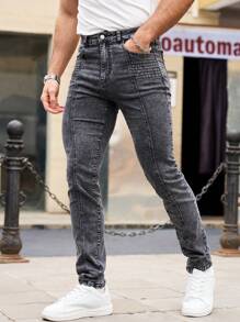 RivetRise Men's Slim Fit Black Denim Jeans, Minimalist & Fashionable, Suitable For Summer