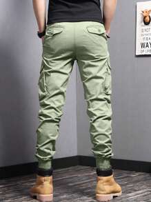 Manfinity Homme Men's Solid Color Pocket Simple Fashion Pants, Suitable For Summer , Cargo Pants Men Jeans, Men Clothes Pants, Men Fashion Pants