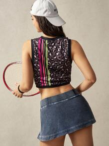 VARSITIE Casual Washed Slit Low Waist Sports Skirt Shorts