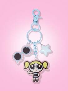 THE POWERPUFF GIRLS X SHEIN 时尚可爱的气泡图案亚克力钥匙扣 - 藍色 - 查看 3