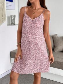 SHEIN Maternity Dress Spaghetti Strap, Simple & Fashionable, Suitable For Summer - Pink - View 4