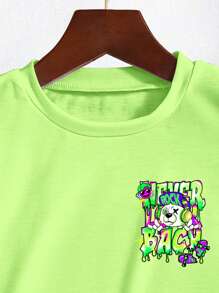 SHEIN Tween Boy Casual Fashion Round Neck Knit Printed T-Shirt
