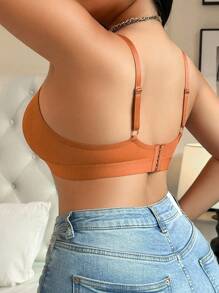 1 pieza Sujetador inalámbrico y sin relleno de talla grande - Naranja - Ver 2