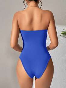 SHEIN PETITE Solid Color Tube Bodysuit For Summer, Stylish & Casual