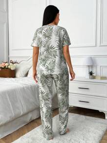 RueChic Conjunto de pijama feminino de algodão com 2 peças e detalhes florais