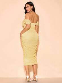 SHEIN BAE Vestido de encaje amarillo claro talla grande para mujer, vestido de vacaciones, vestido de verano, vestido de primavera, vestido pastel, vestido de playa, vestido largo de playa, vestido largo de verano