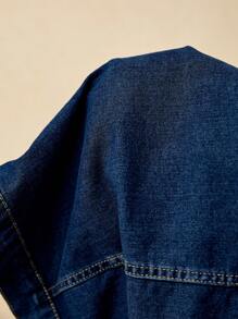 Poéselle 休閒口袋 前紐扣純色女士牛仔夾克 & 外套 - 中等水洗藍 - 查看 7