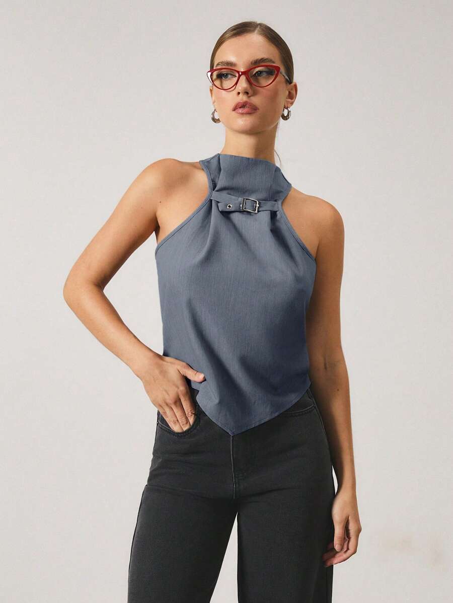 SHEIN Unity 女士 Office Siren 无袖上衣，内外设计，时尚风格