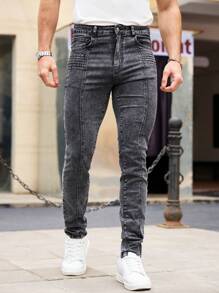 RivetRise Men's Slim Fit Black Denim Jeans, Minimalist & Fashionable, Suitable For Summer