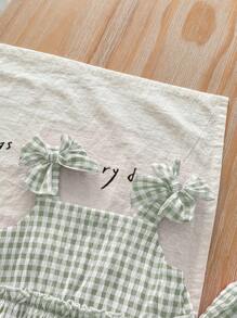 SHEIN LMoss Kids 女婴夏季可爱条纹吊带背心和松紧腰裤两件套