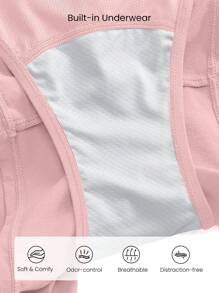 GLOWMODE VitalSwift Ultra High-Rise Elastic Waist Ventilated Back Adjustable Drawstring Sports Shorts With Built-In Shorts Medium Impact Running Jogging Training Gym Workout - Pink - View 3