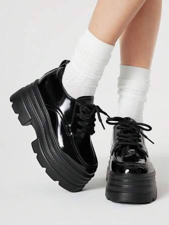 Goth Women's Thick Sole PU Leather Casual Fashion Shoes